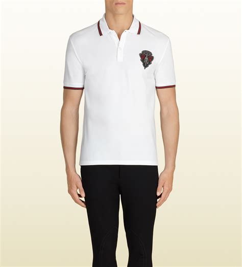 gucci mens white polo|white Gucci polo shirts men.